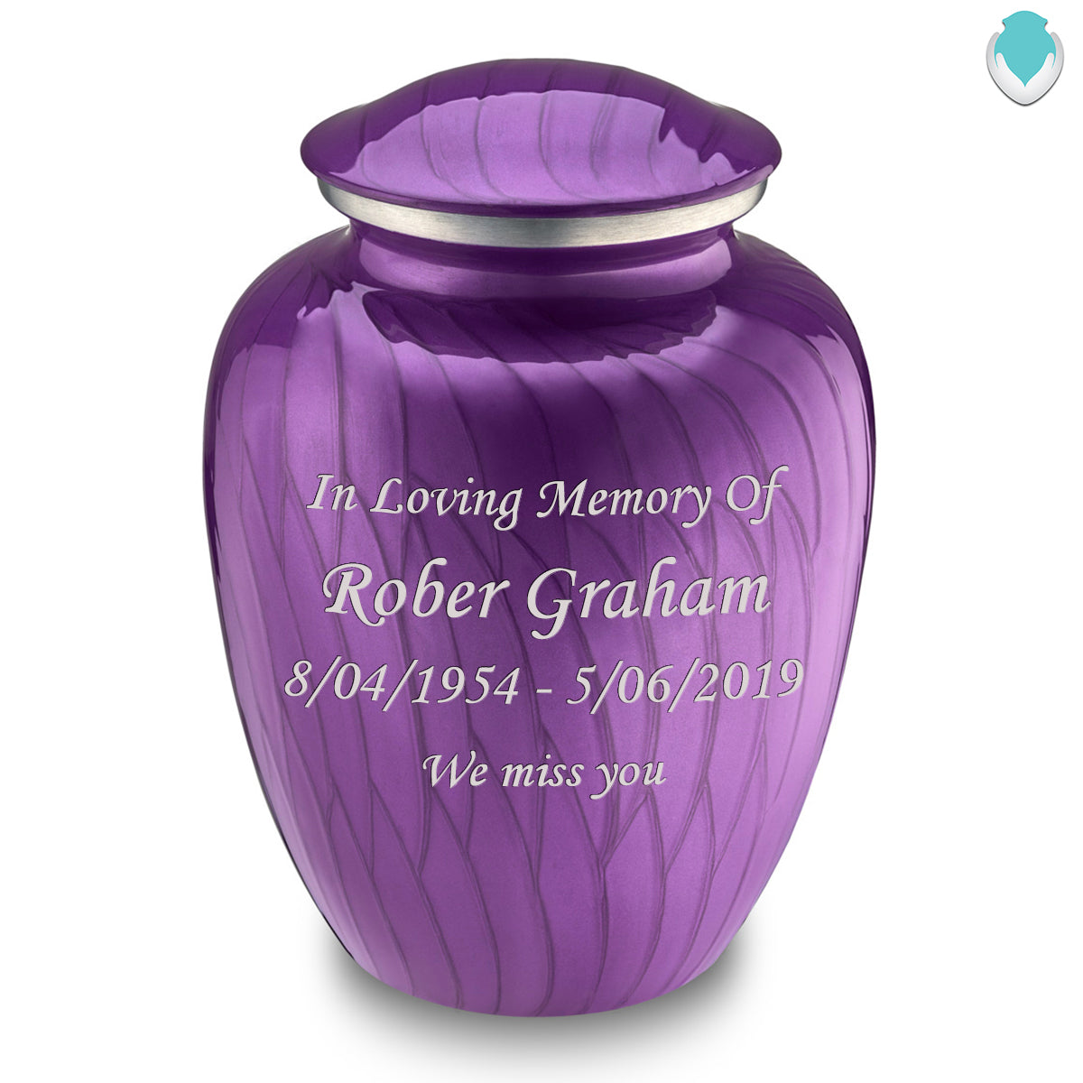Adult Embrace Pearl Purple Custom Engraved Cremation Urn