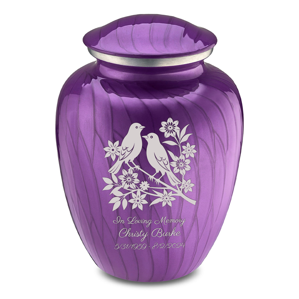 Adult Embrace Pearl Purple Songbirds Cremation Urn