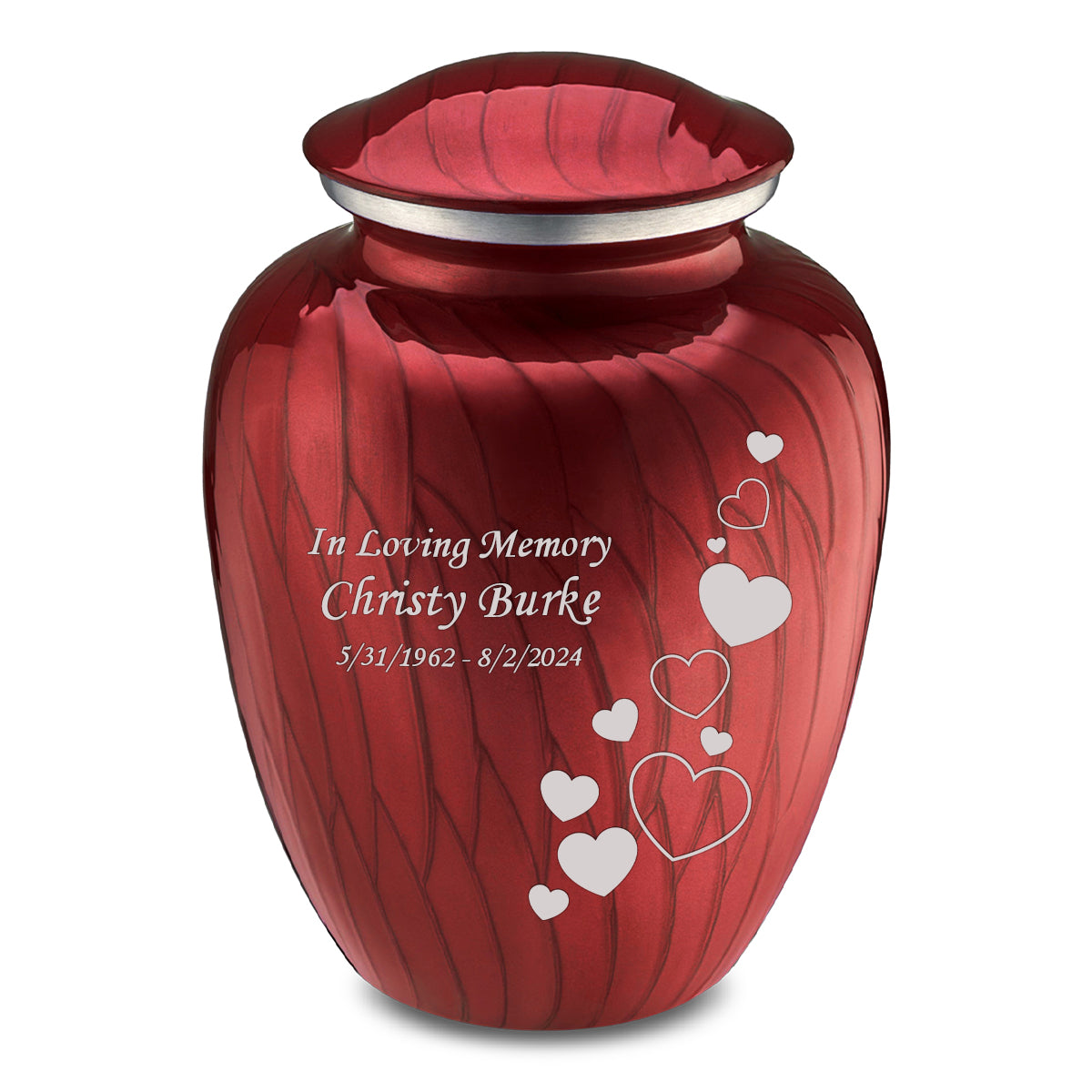 Adult Embrace Pearl Candy Red Floating Heart Cremation Urn