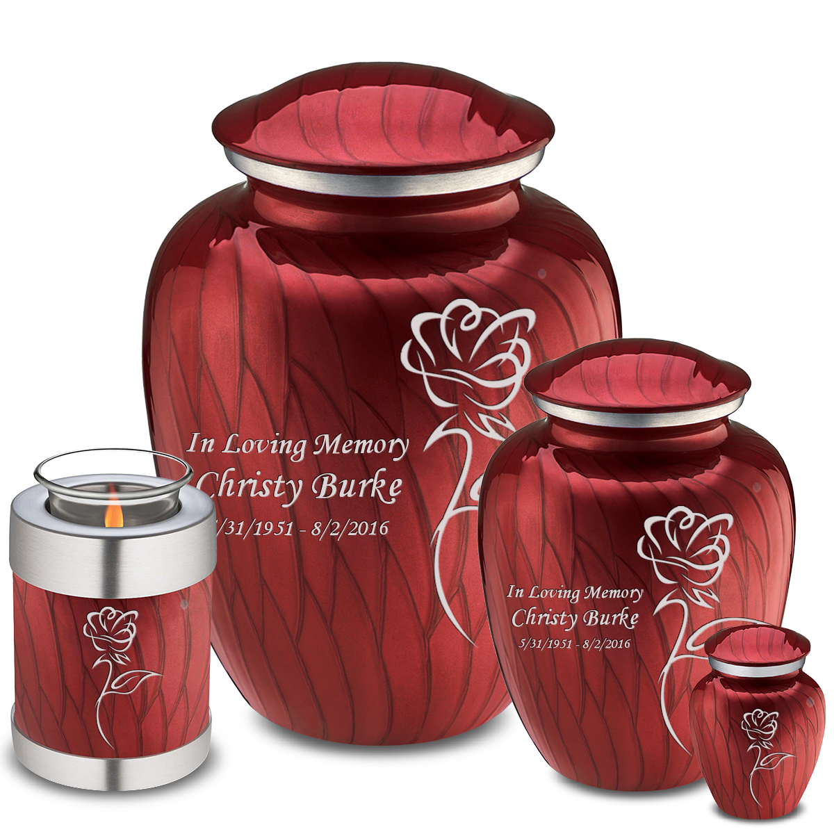 Keepsake Embrace Pearl Candy Red Rose Cremation Urn