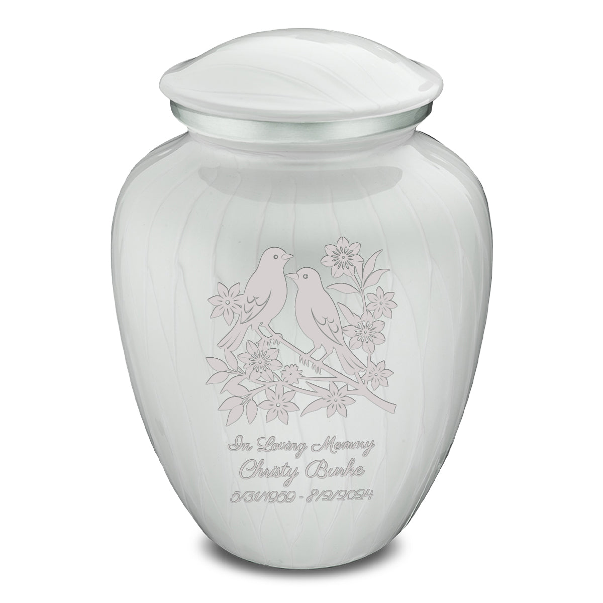 Adult Embrace Pearl White Songbirds Cremation Urn