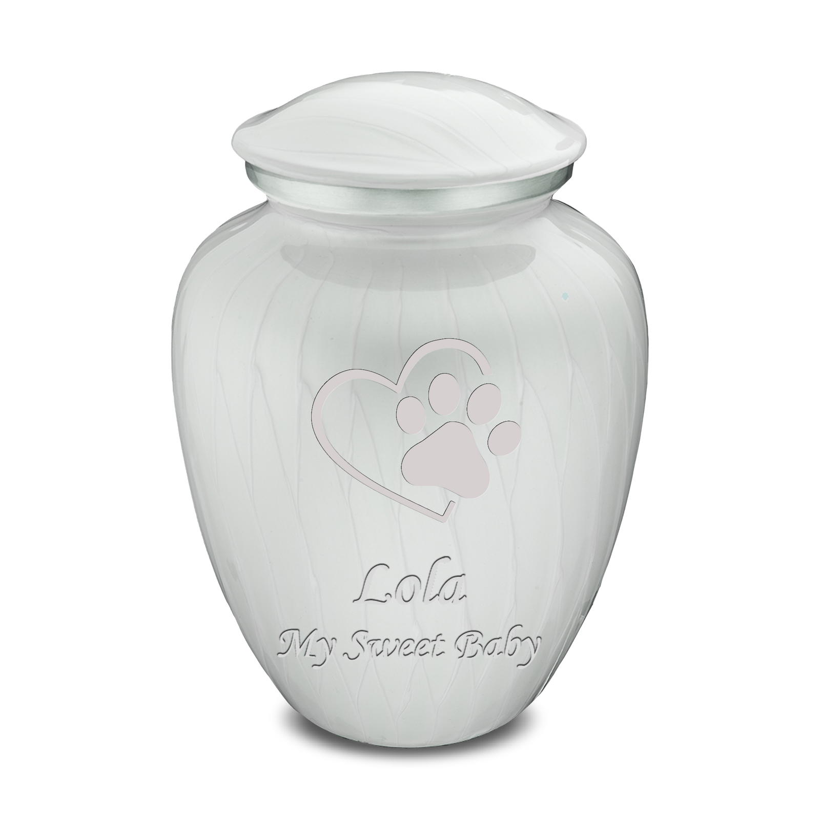 Large Embrace Pearl White Single Paw Heart Pet Cremation Urn