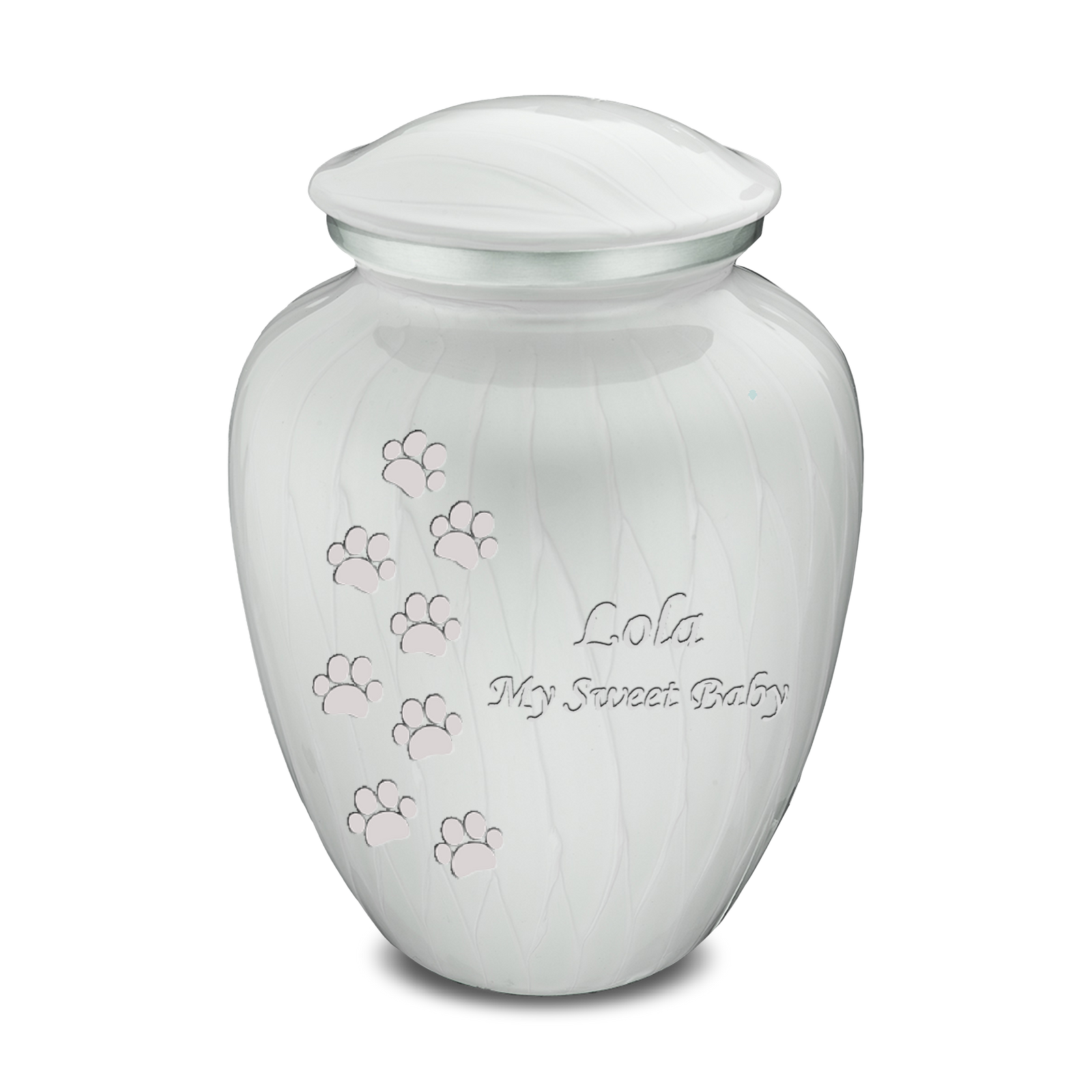 Large Embrace Pearl White Walking Paws Pet Cremation Urn