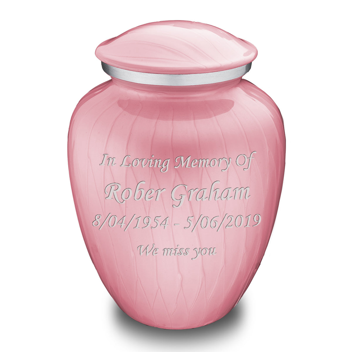 Adult Embrace Pearl Light Pink Custom Engraved Cremation Urn