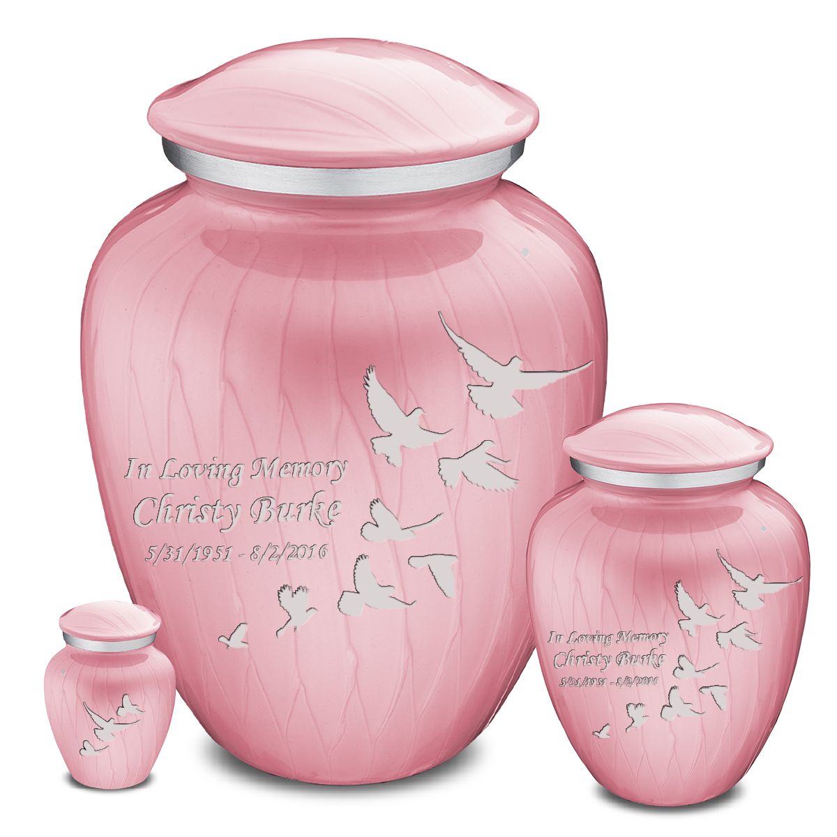Adult Embrace Pearl Pink Doves Cremation Urn