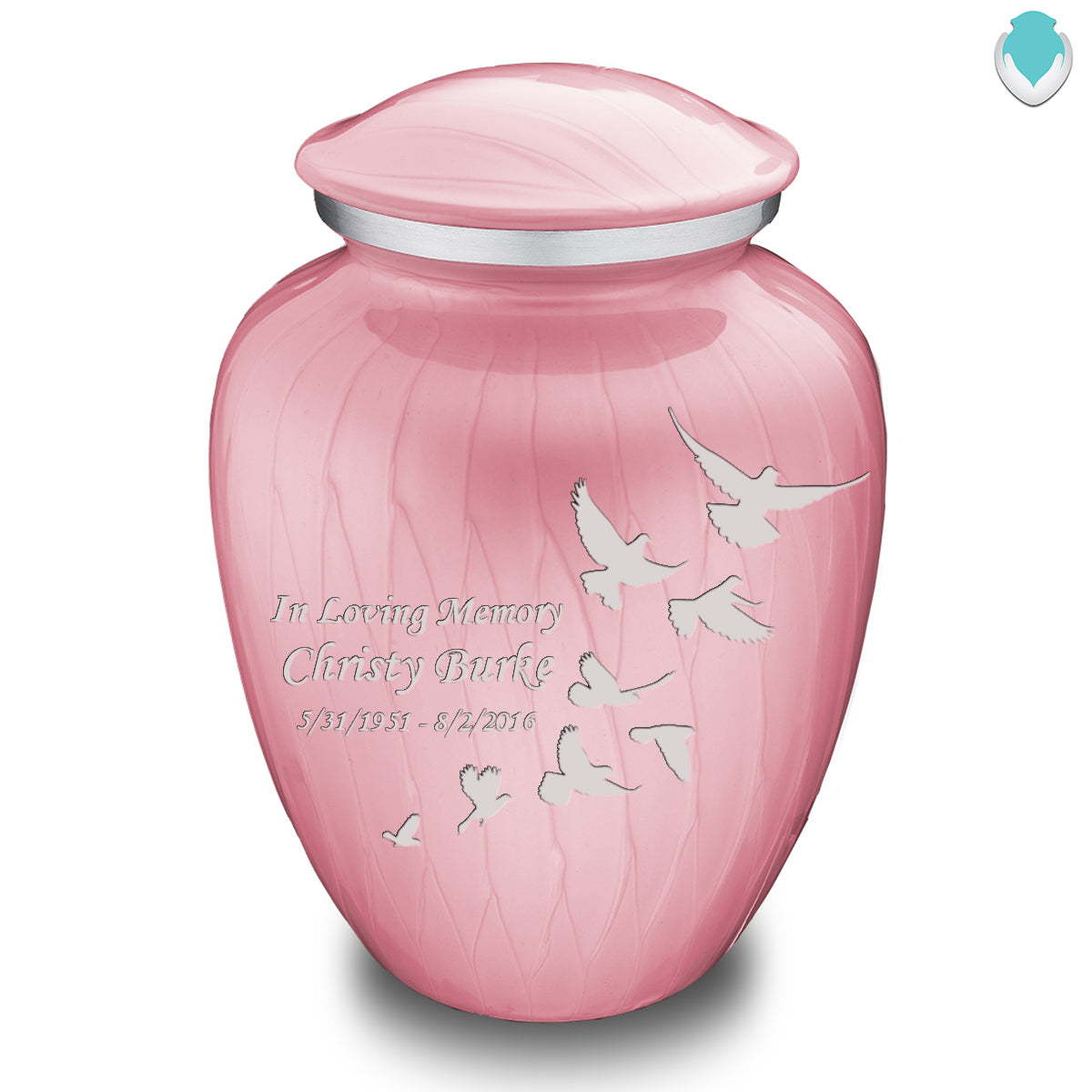 Adult Embrace Pearl Pink Doves Cremation Urn