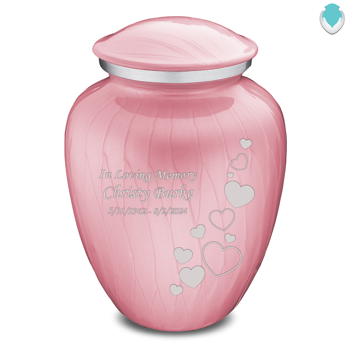 Adult Embrace Pearl Pink Floating Heart Cremation Urn