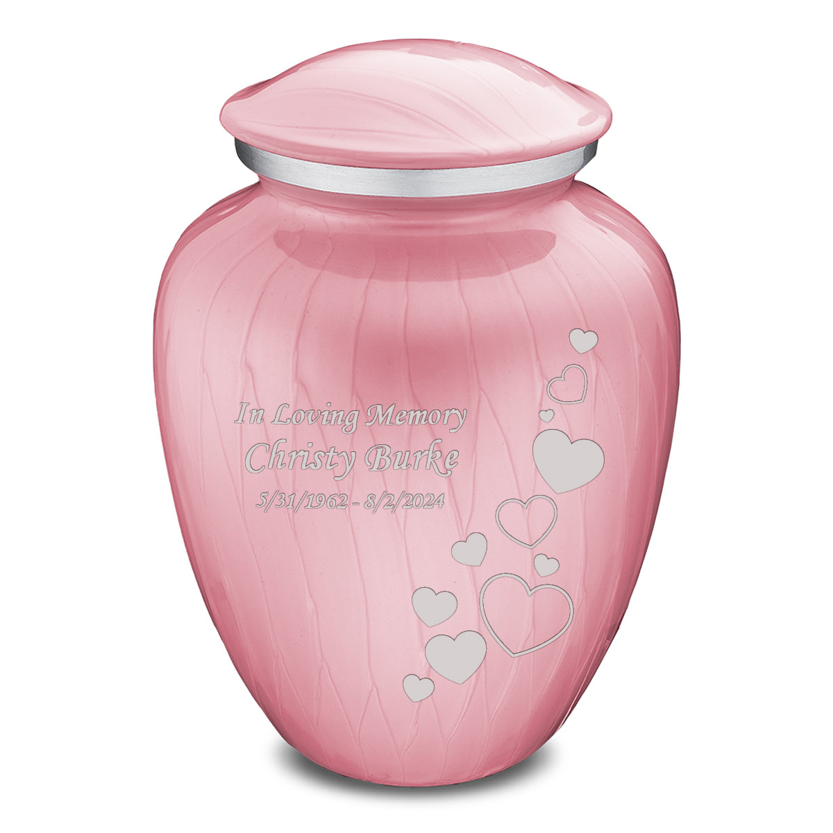 Adult Embrace Pearl Pink Floating Heart Cremation Urn