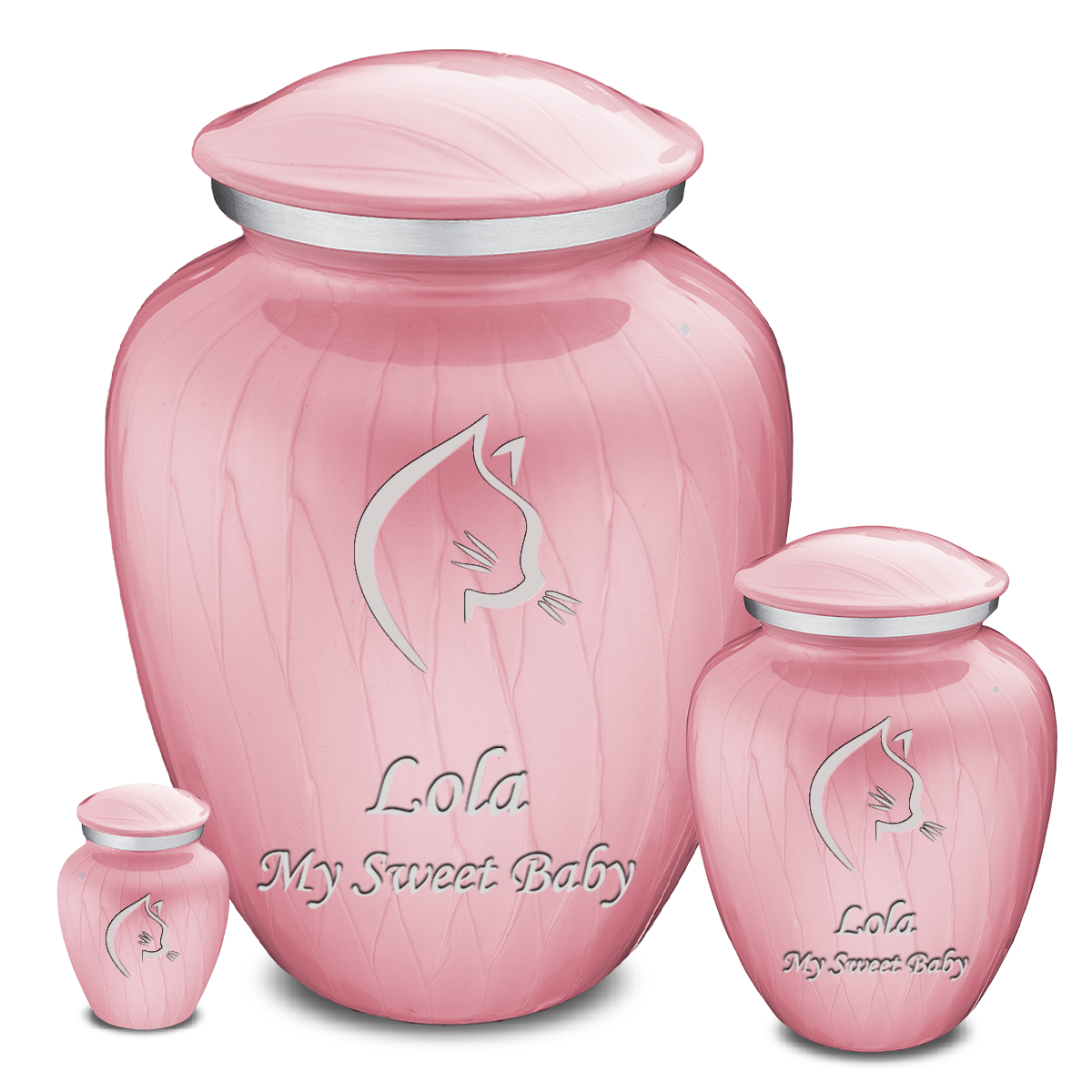 Medium Embrace Pearl Light Pink Cat Pet Cremation Urn
