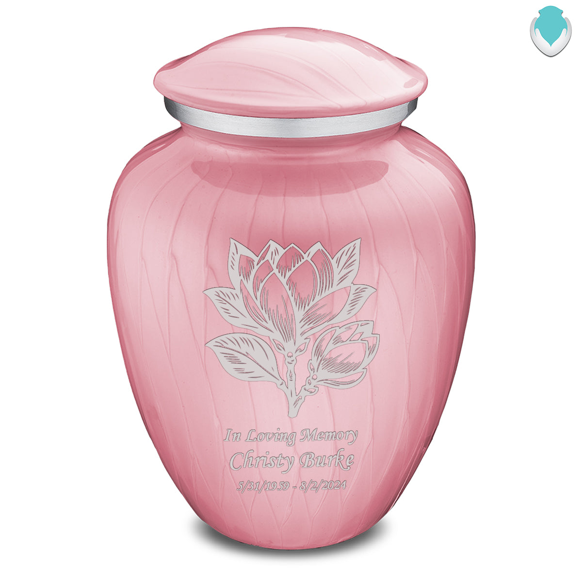 Adult Embrace Pearl Pink Magnolia Flower Cremation Urn