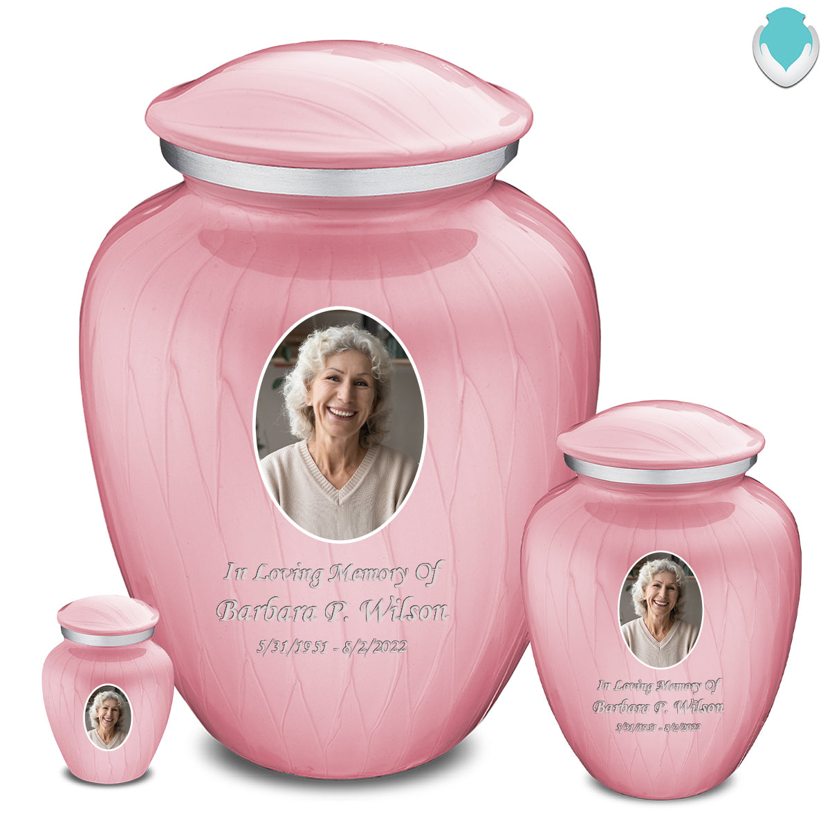 Medium Embrace Pearl Pink Portrait Cremation Urn