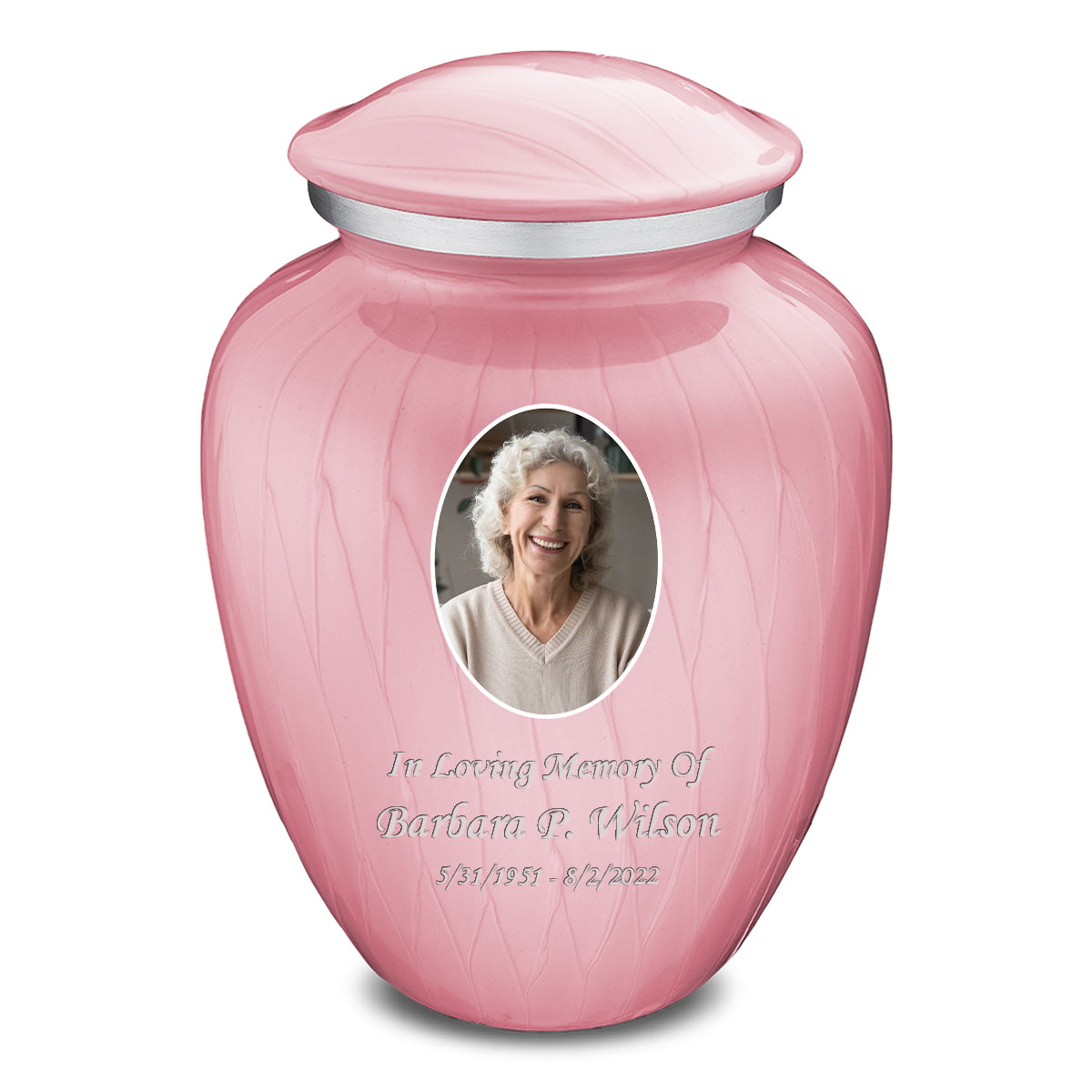 Adult Embrace Pearl Pink Portrait Cremation Urn