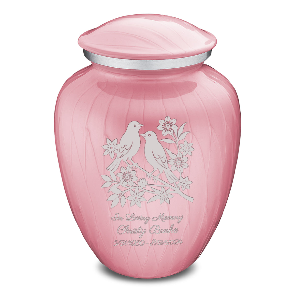 Adult Embrace Pearl Pink Songbirds Cremation Urn