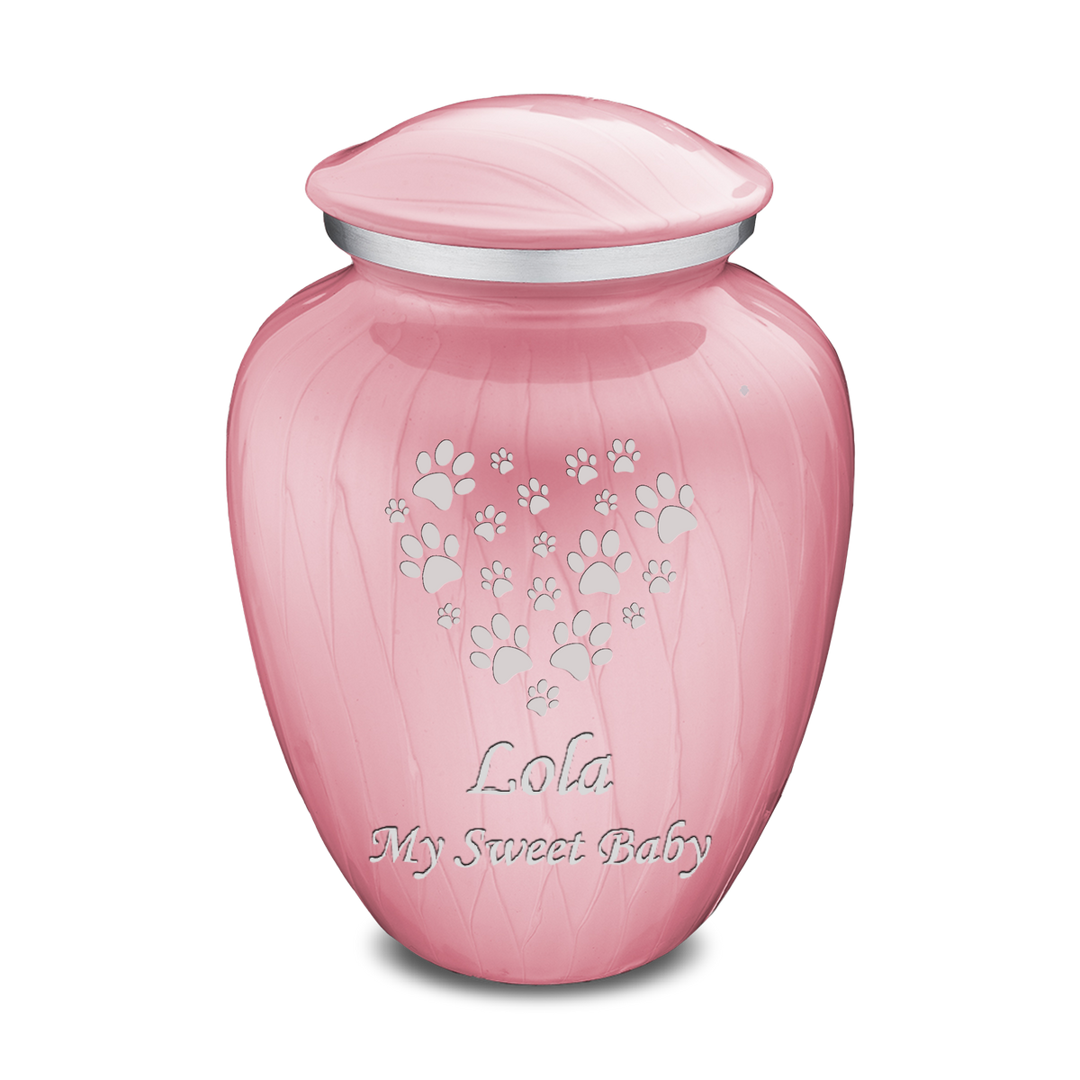 Large Embrace Pearl Light Pink Heart Paws Pet Cremation Urn