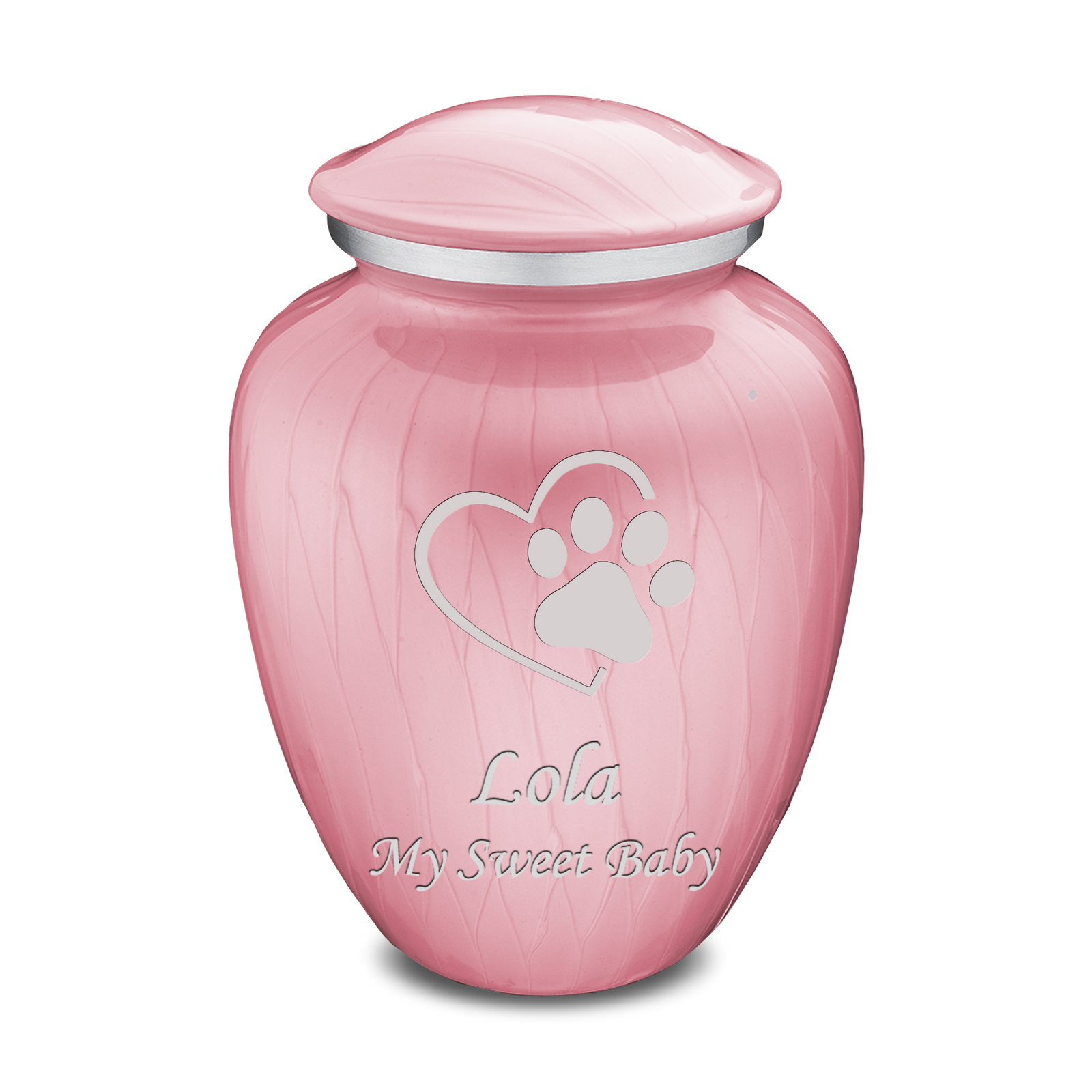 Large Embrace Pearl Light Pink Single Paw Heart Pet Cremation Urn