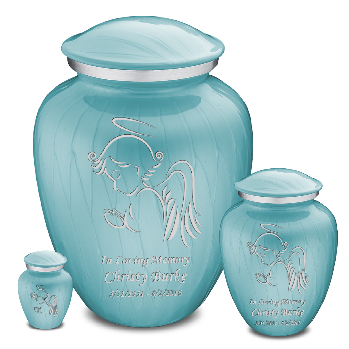 Adult Embrace Pearl Light Blue Angel Cremation Urn