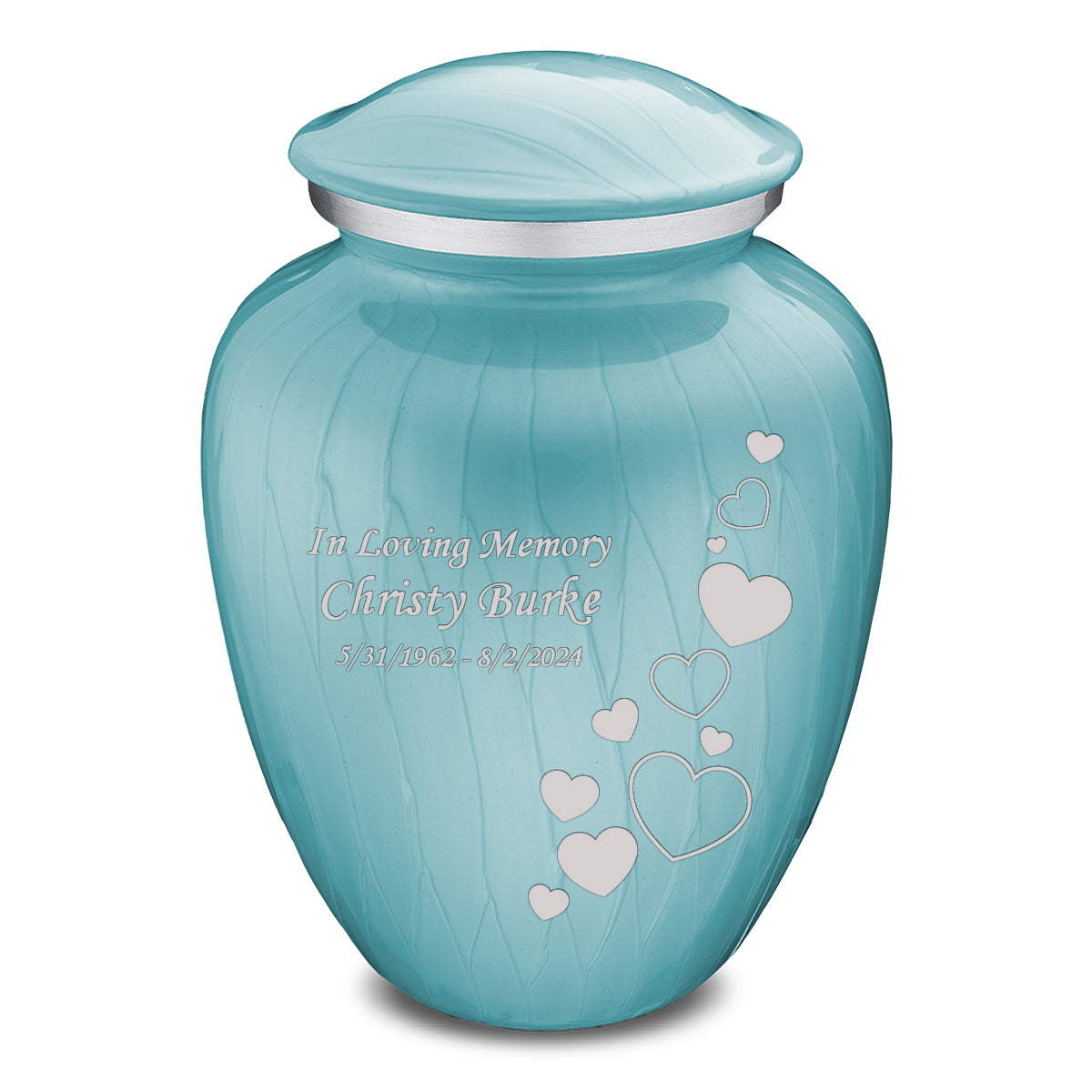 Adult Embrace Pearl Light Blue Floating Heart Cremation Urn
