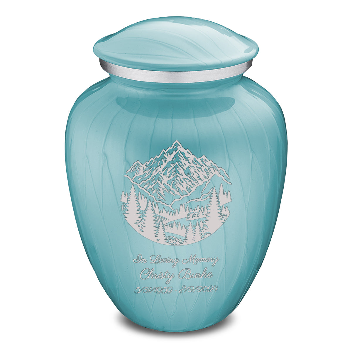 Adult Embrace Pearl Light Blue Rocky Mountains Cremation Urn