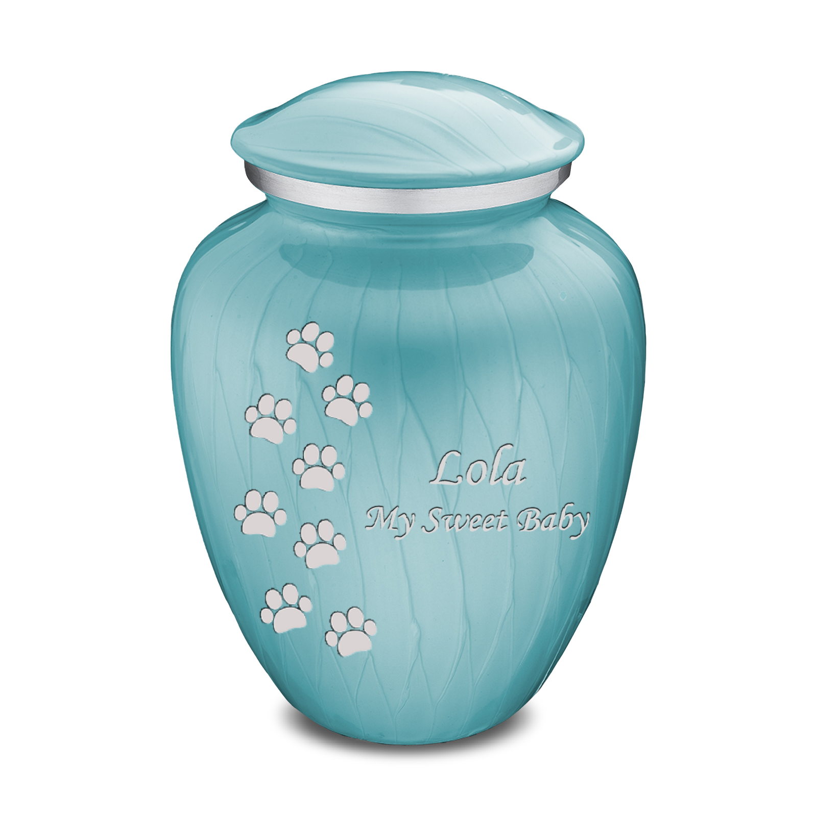 Large Embrace Pearl Light Blue Walking Paws Pet Cremation Urn