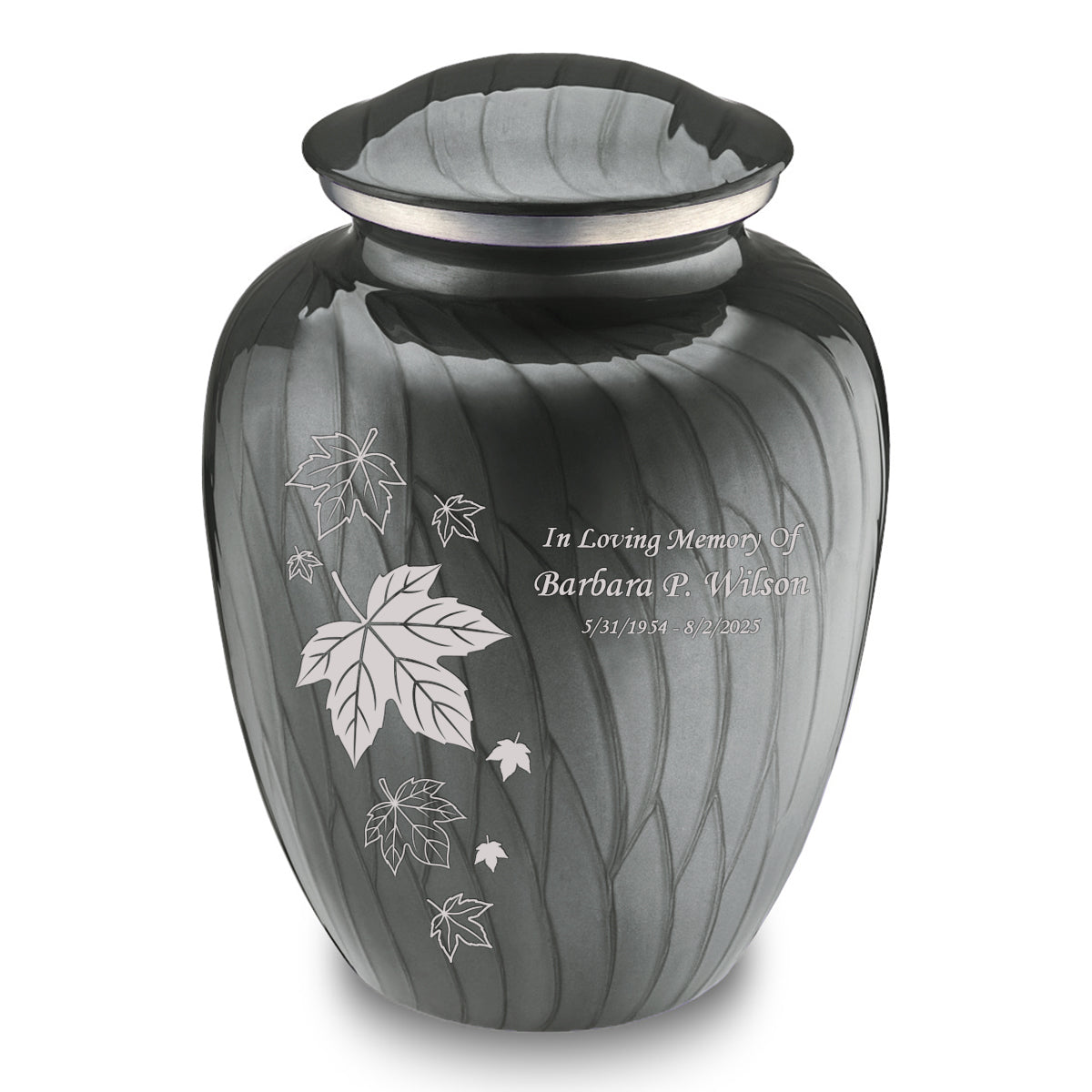 Adult Embrace Pearl Silver Falling Leaves Cremation Urn