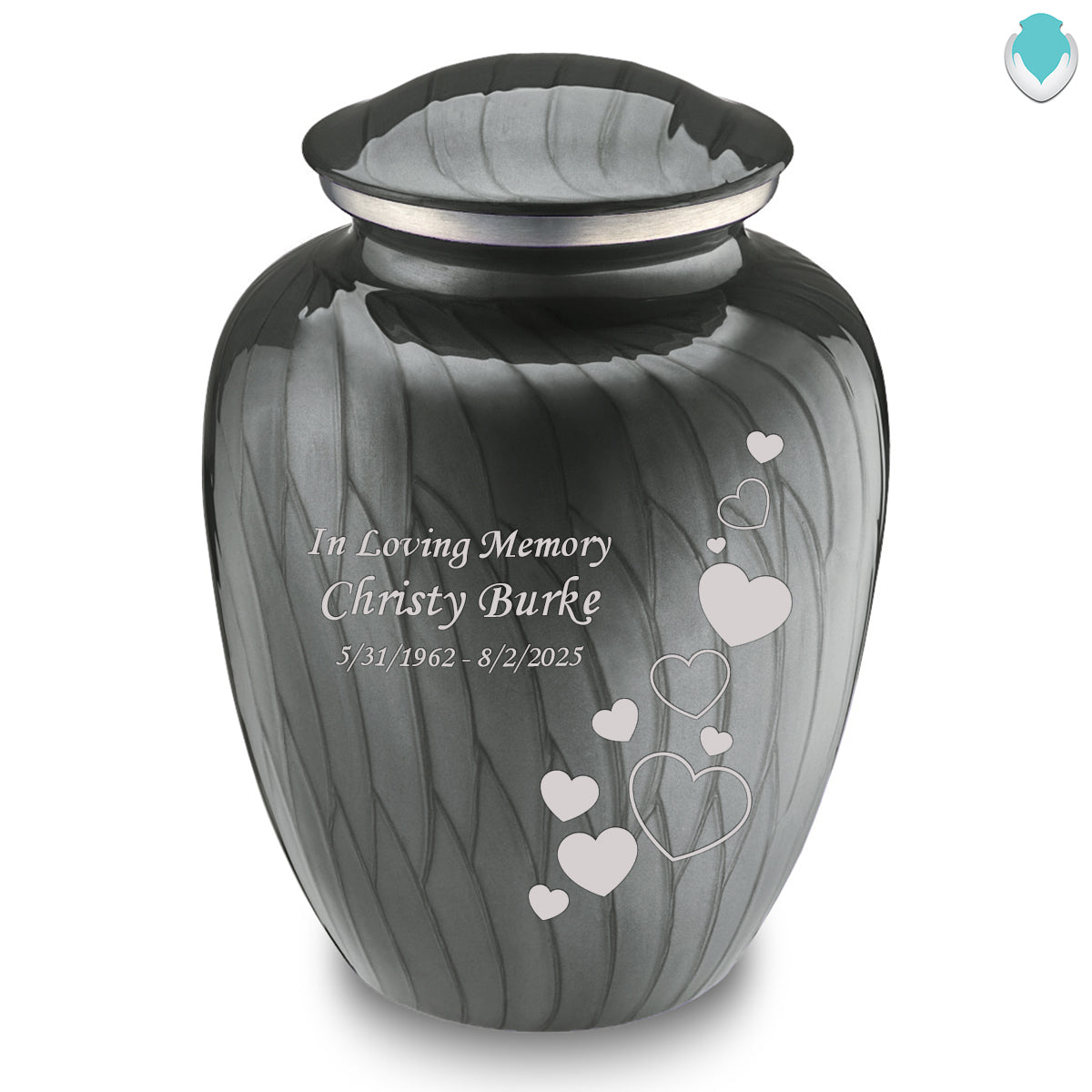 Adult Embrace Pearl Silver Floating Heart Cremation Urn