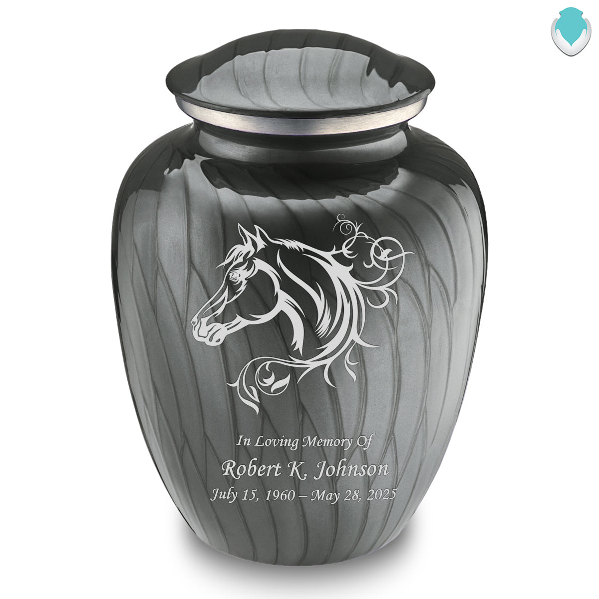 Adult Embrace Pearl Silver Horse Cremation Urn