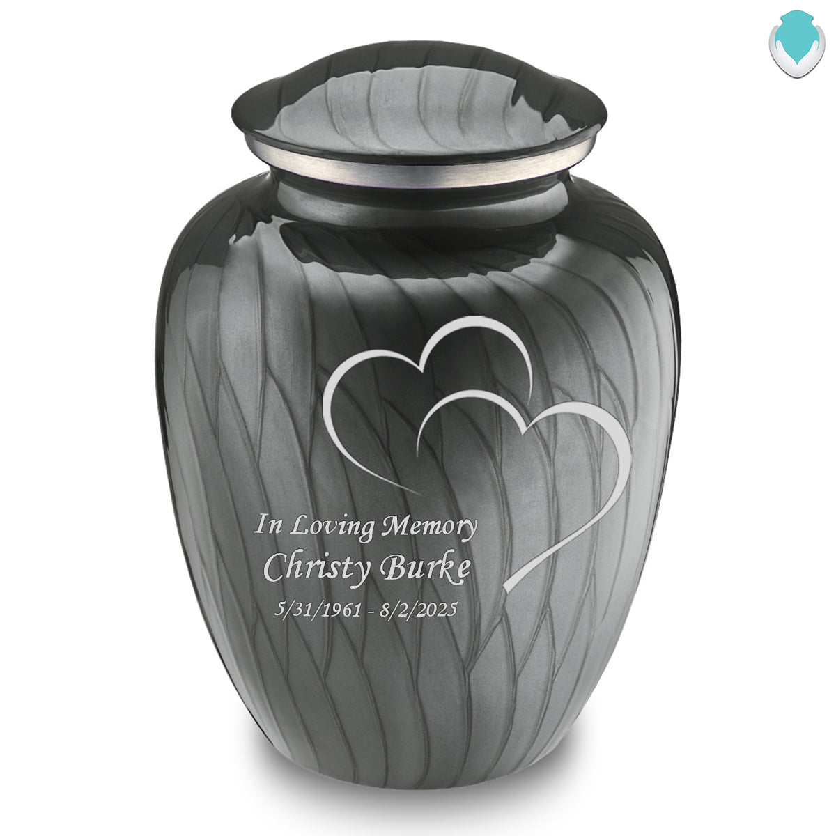Adult Embrace Pearl Silver Hearts Cremation Urn