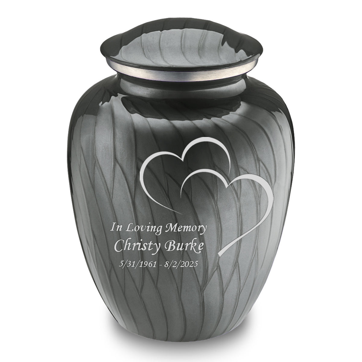 Adult Embrace Pearl Silver Hearts Cremation Urn