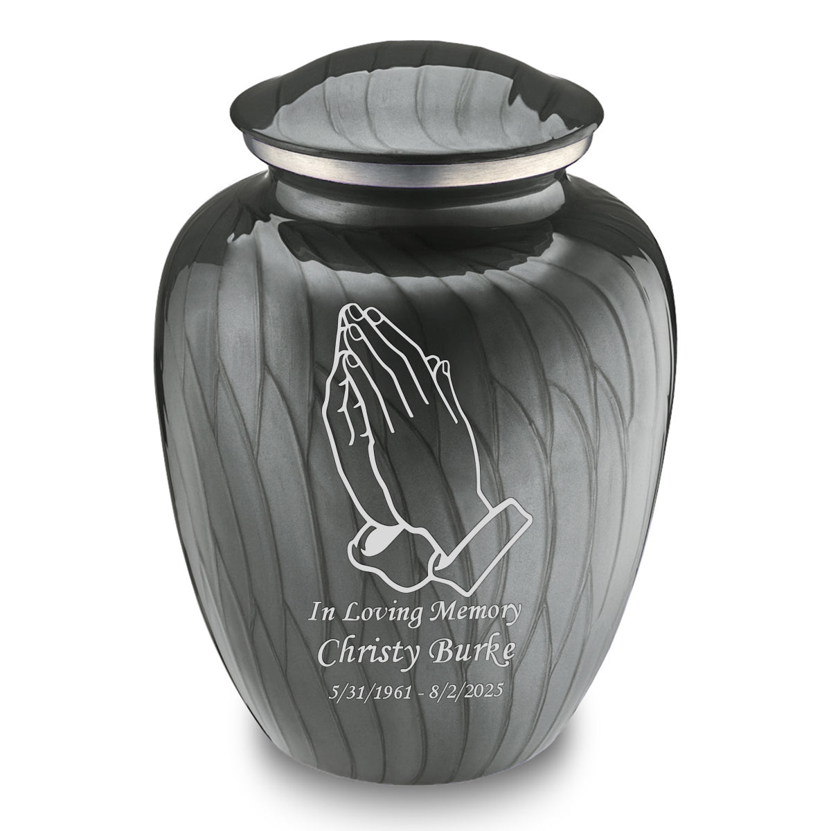Adult Embrace Pearl Silver Praying Hands Cremation Urn
