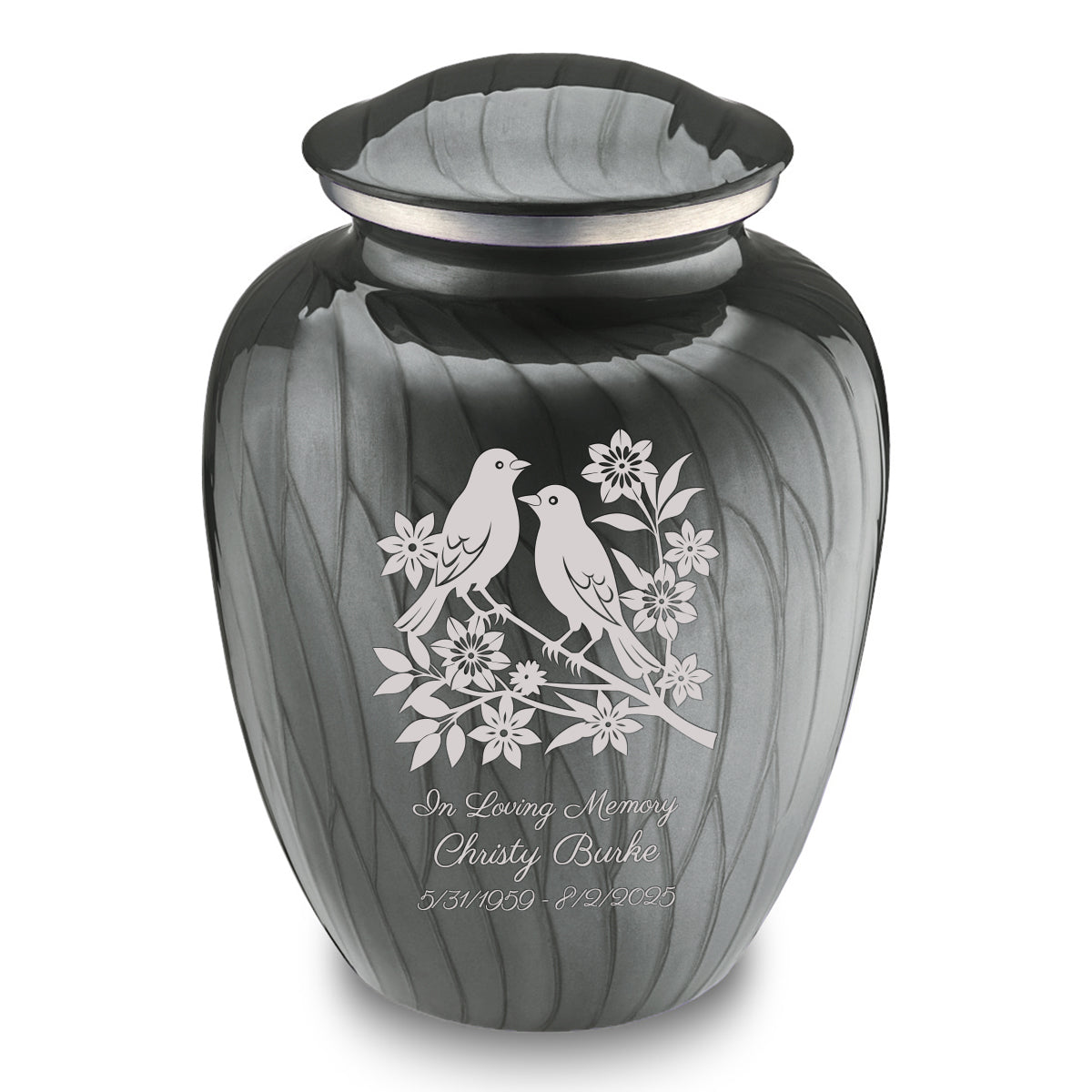 Adult Embrace Pearl Silver Songbirds Cremation Urn