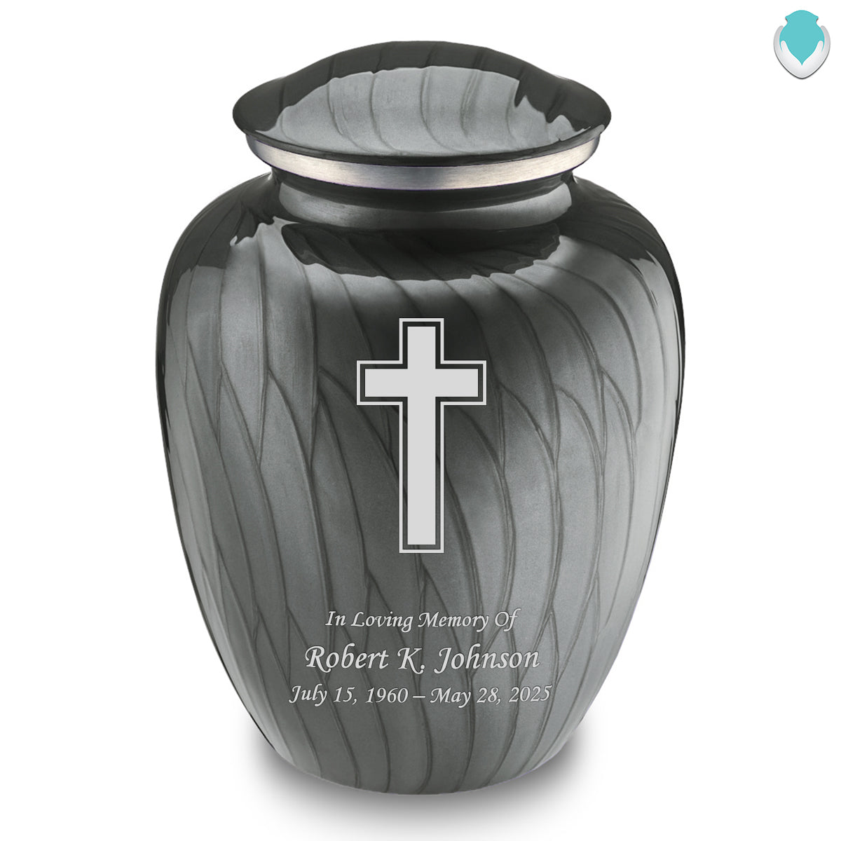 Adult Embrace Pearl Silver Simple Cross Cremation Urn