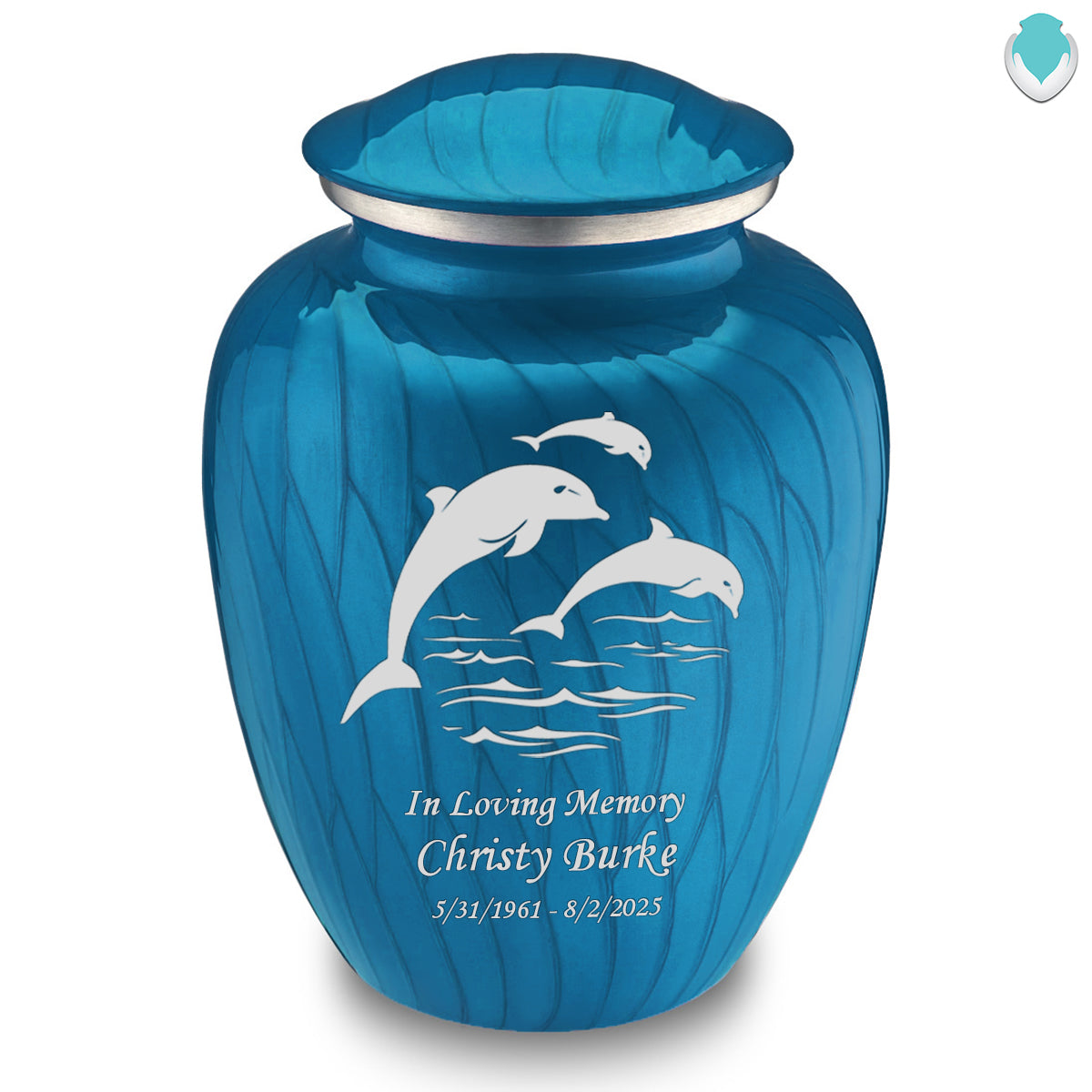 Adult Embrace Pearl Racing Blue Dolphin Cremation Urn