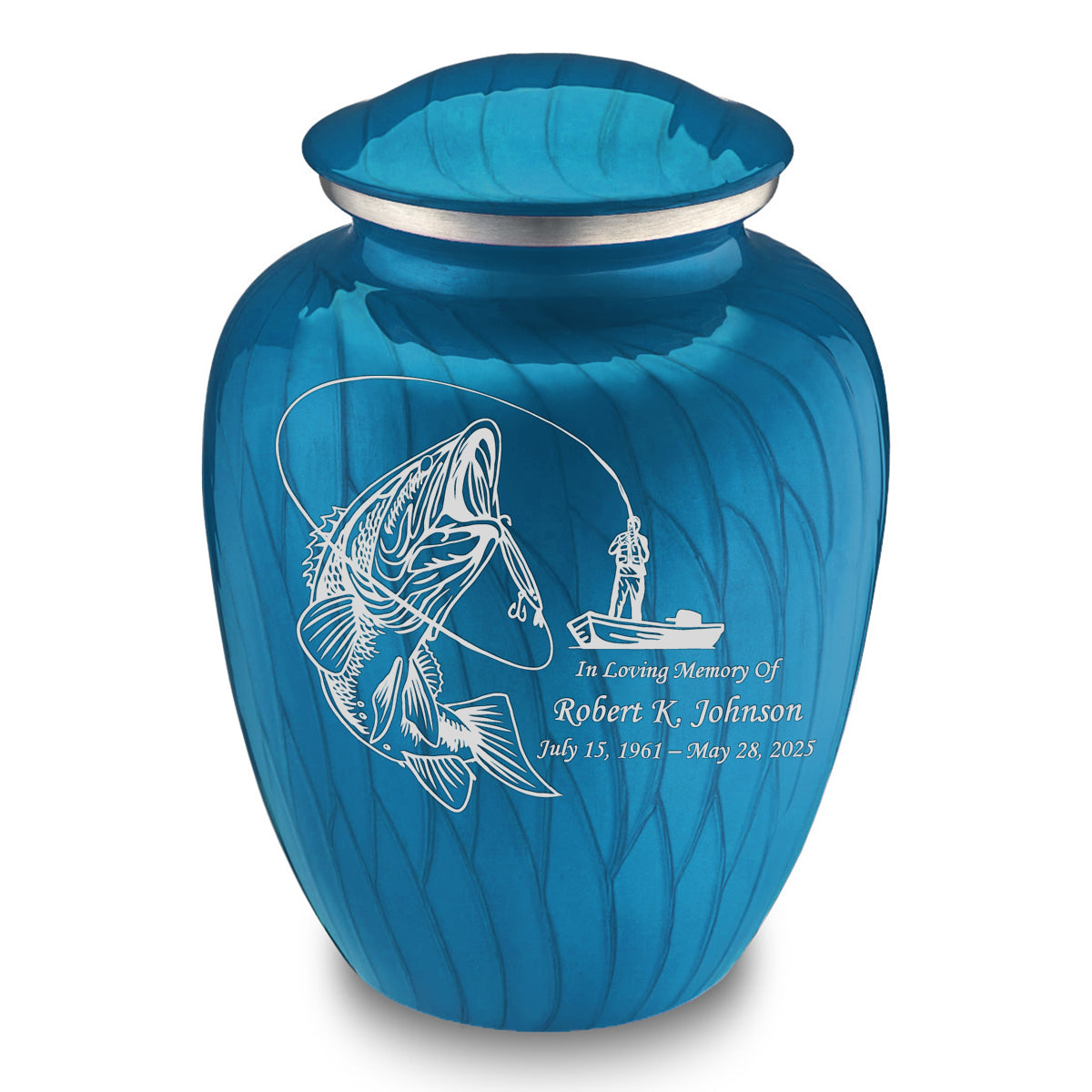Adult Embrace Pearl Racing Blue Fishing Cremation Urn