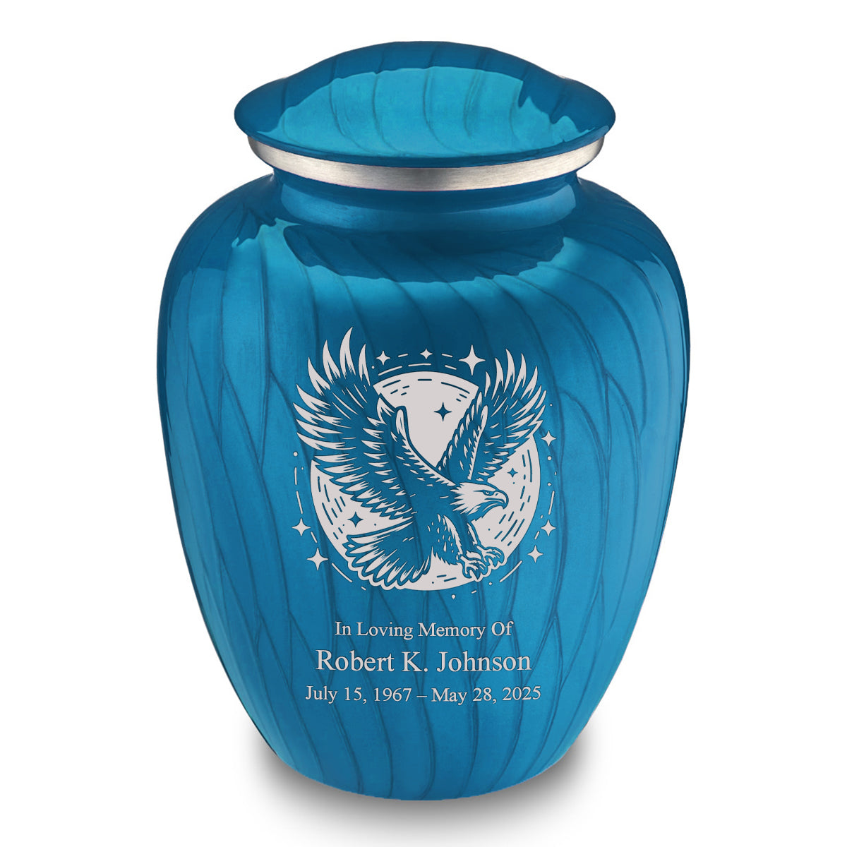 Adult Embrace Pearl Racing Blue Flying Eagle Cremation Urn