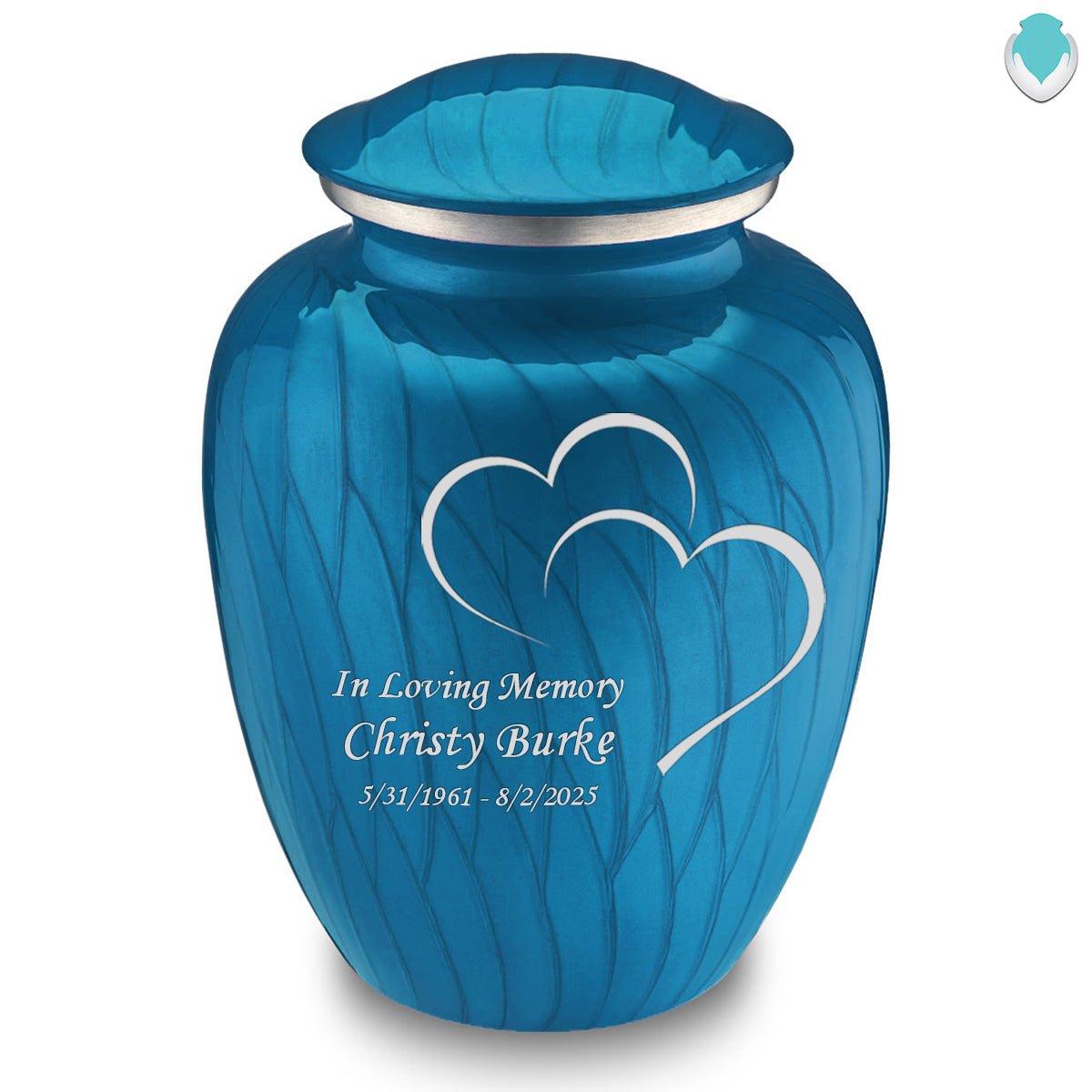 Adult Embrace Pearl Racing Blue Hearts Cremation Urn