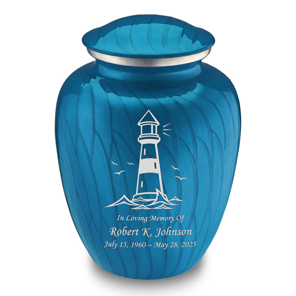 Adult Embrace Pearl Racing Blue Lighthouse Cremation Urn