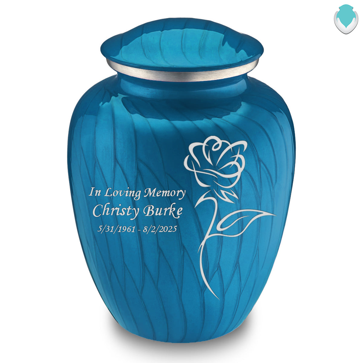 Adult Embrace Pearl Racing Blue Rose Cremation Urn