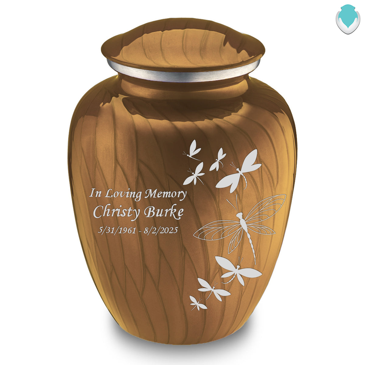 Adult Embrace Pearl Gold Dragonflies Cremation Urn