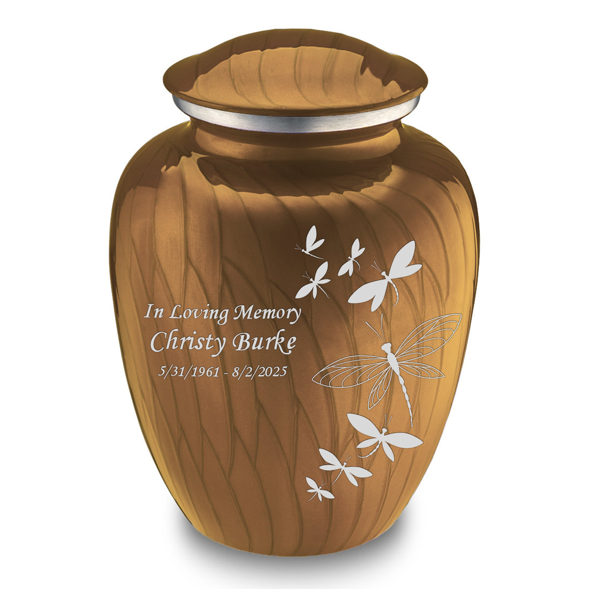 Adult Embrace Pearl Gold Dragonflies Cremation Urn