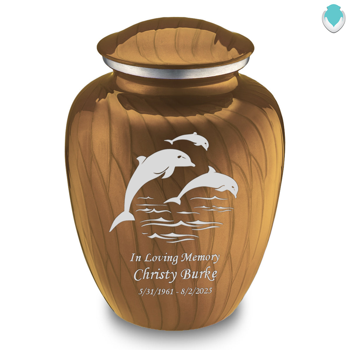 Adult Embrace Pearl Gold Dolphin Cremation Urn