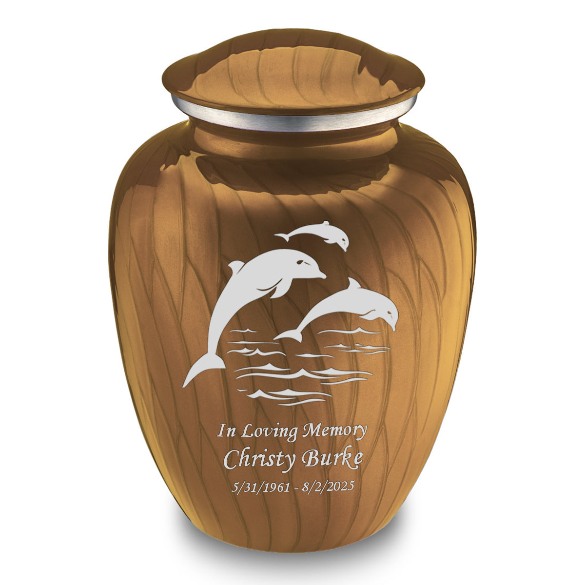 Adult Embrace Pearl Gold Dolphin Cremation Urn