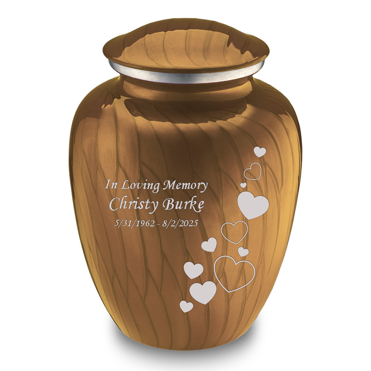 Adult Embrace Pearl Gold Floating Heart Cremation Urn
