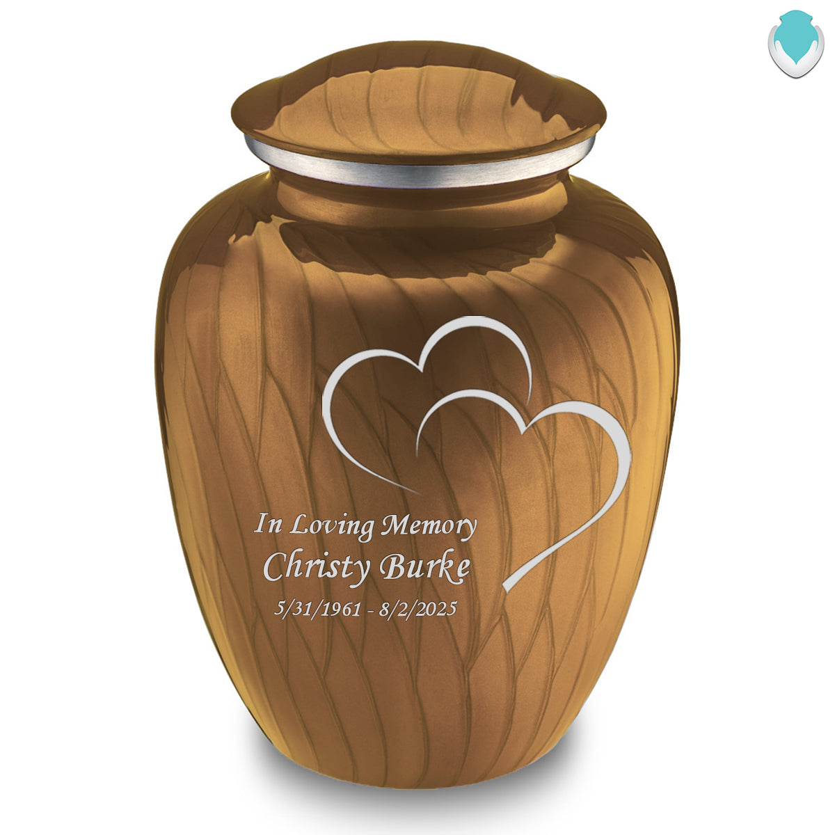 Adult Embrace Pearl Gold Hearts Cremation Urn