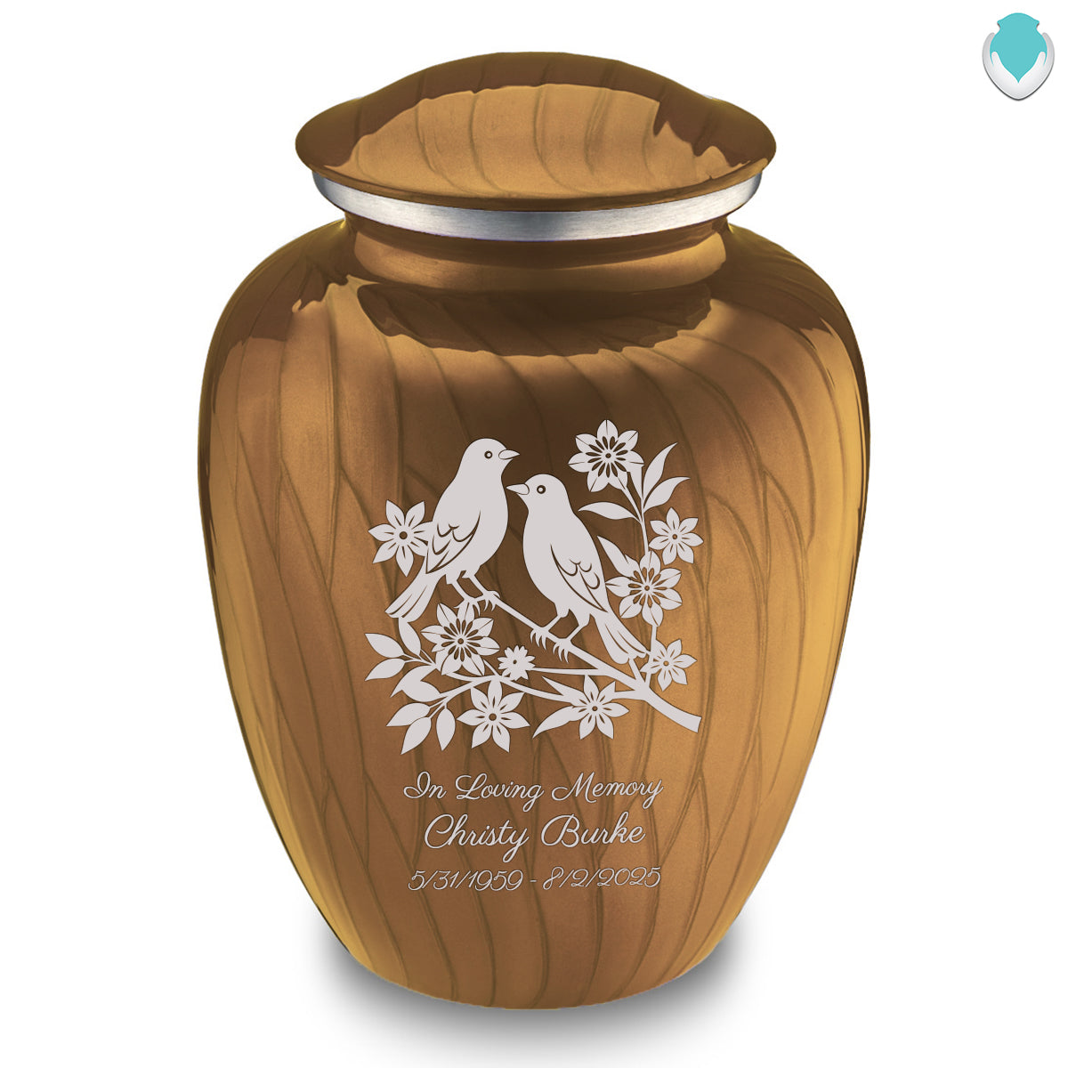 Adult Embrace Pearl Gold Songbirds Cremation Urn