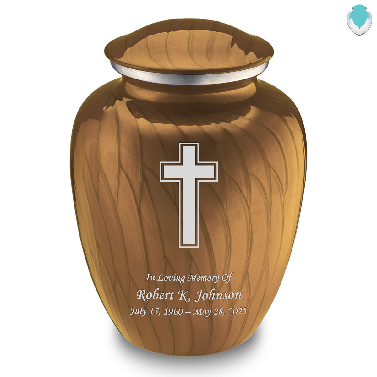 Adult Embrace Pearl Gold Simple Cross Cremation Urn