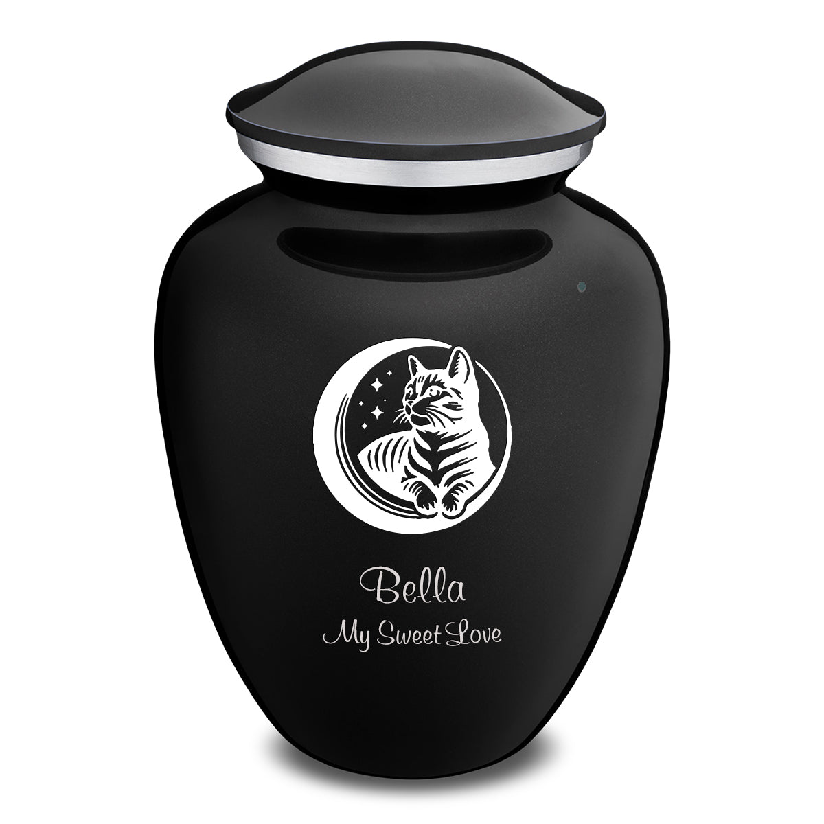 Large Embrace Black Pet Cute Cat Cremation Urn