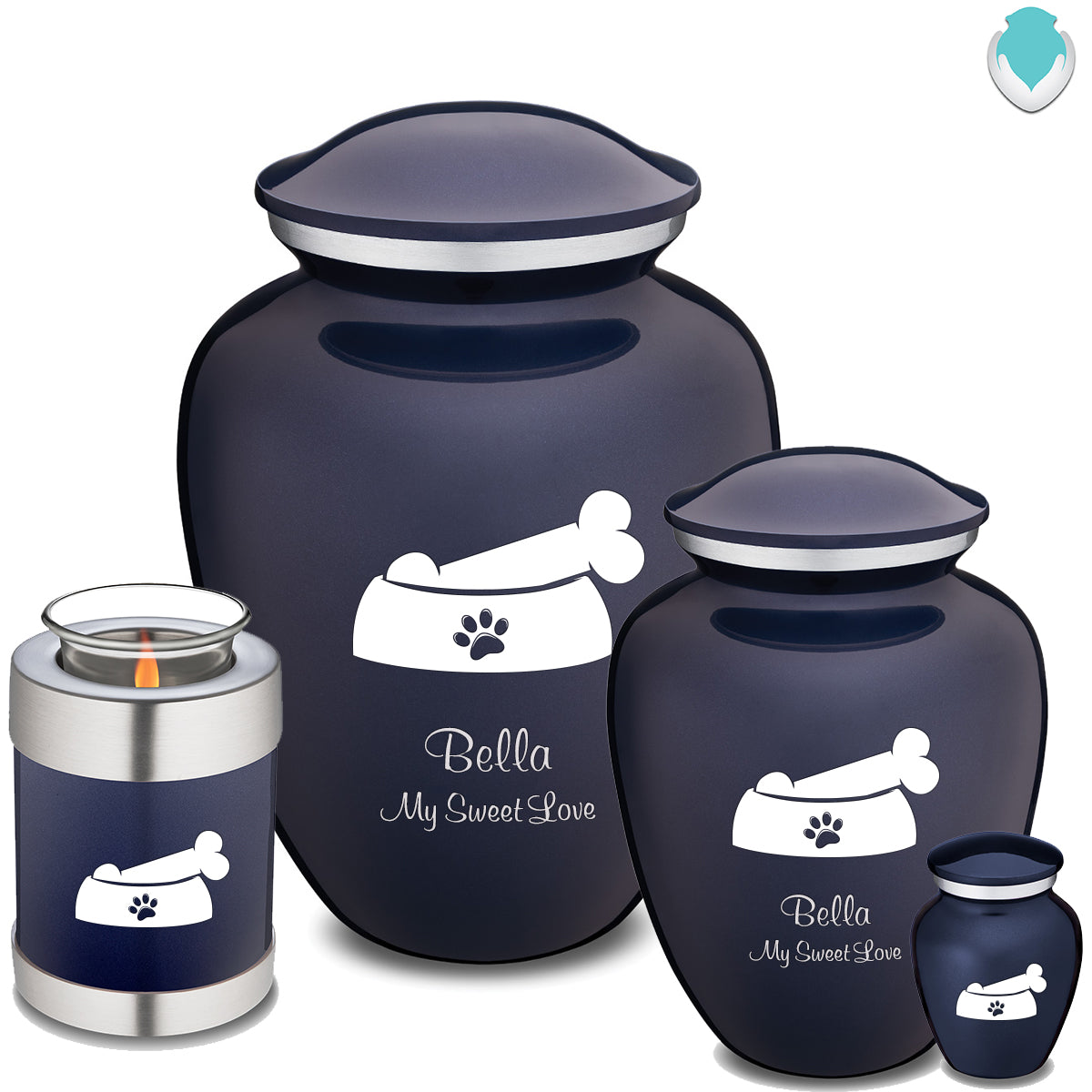 Keepsake Embrace Cobalt Blue Pet Dog Bone Cremation Urn