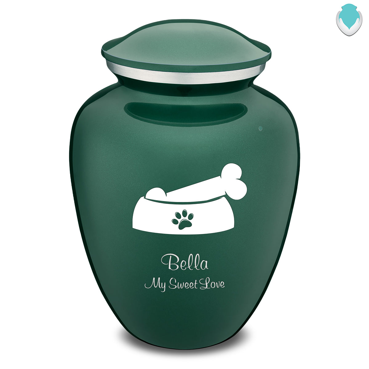 Large Embrace Green Pet Dog Bone Cremation Urn