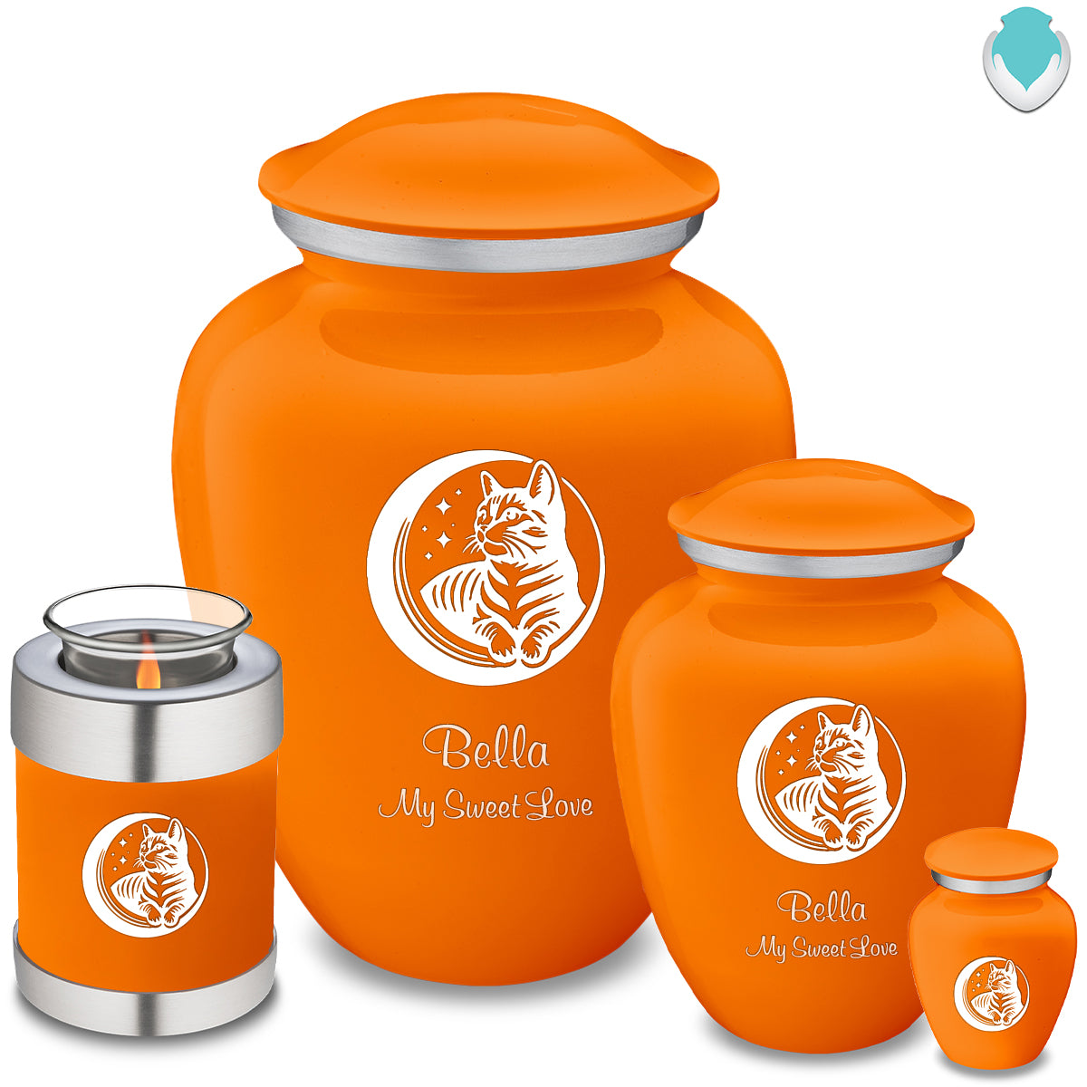 Candle Holder Embrace Burnt Orange Pet Cute Cat Cremation Urn