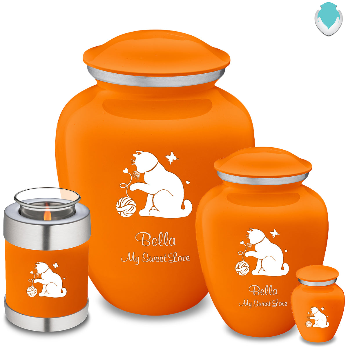 Keepsake Embrace Burnt Orange Pet Fun Cat Cremation Urn